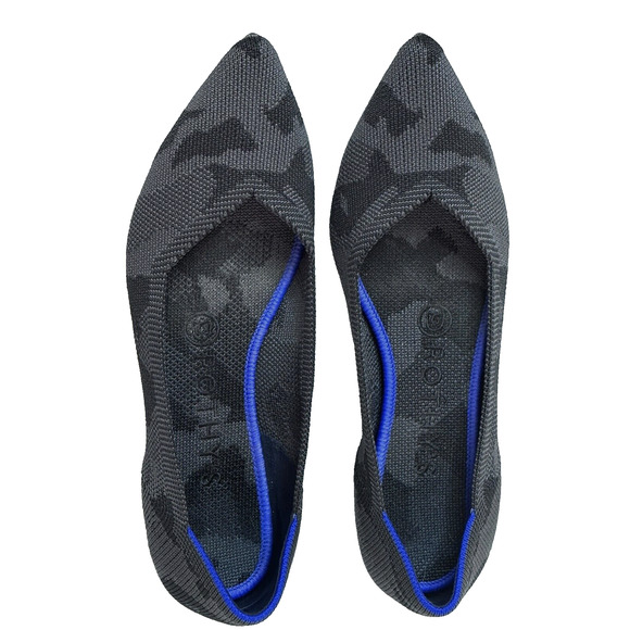Rothy’s The Point sz 7 Gray Camo Camouflage Blue Retired Pointed Flats Shoes-EUC - Picture 1 of 5